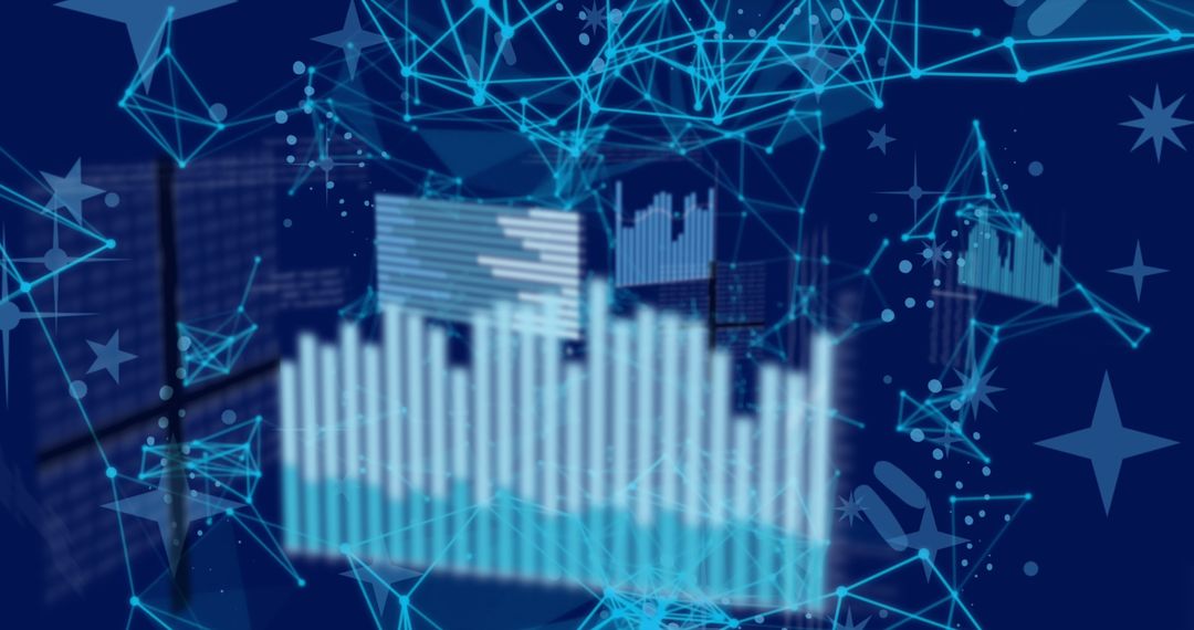 Digital Data Graphs with Network Connections on Blue Background