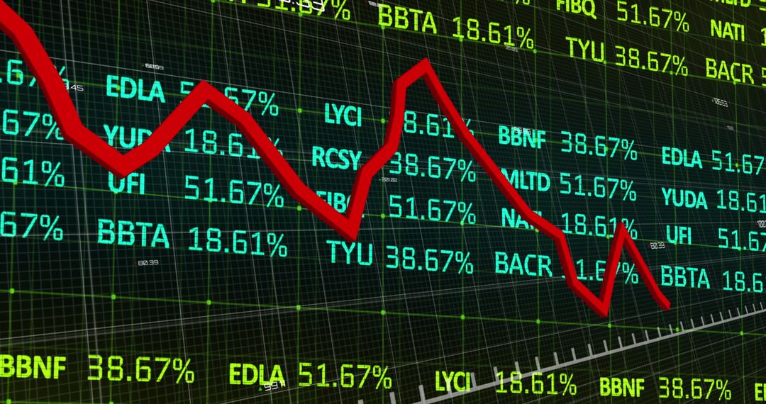 Stock Market Decline with Red Graph Showing Slump in Financial Markets