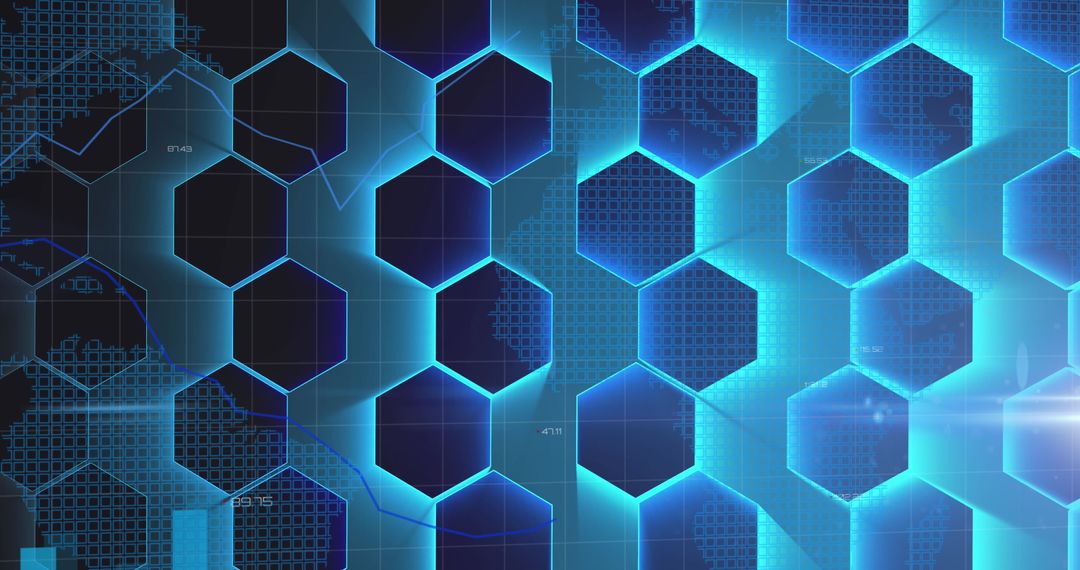 Futuristic Hexagonal Data Network in Blue Tones