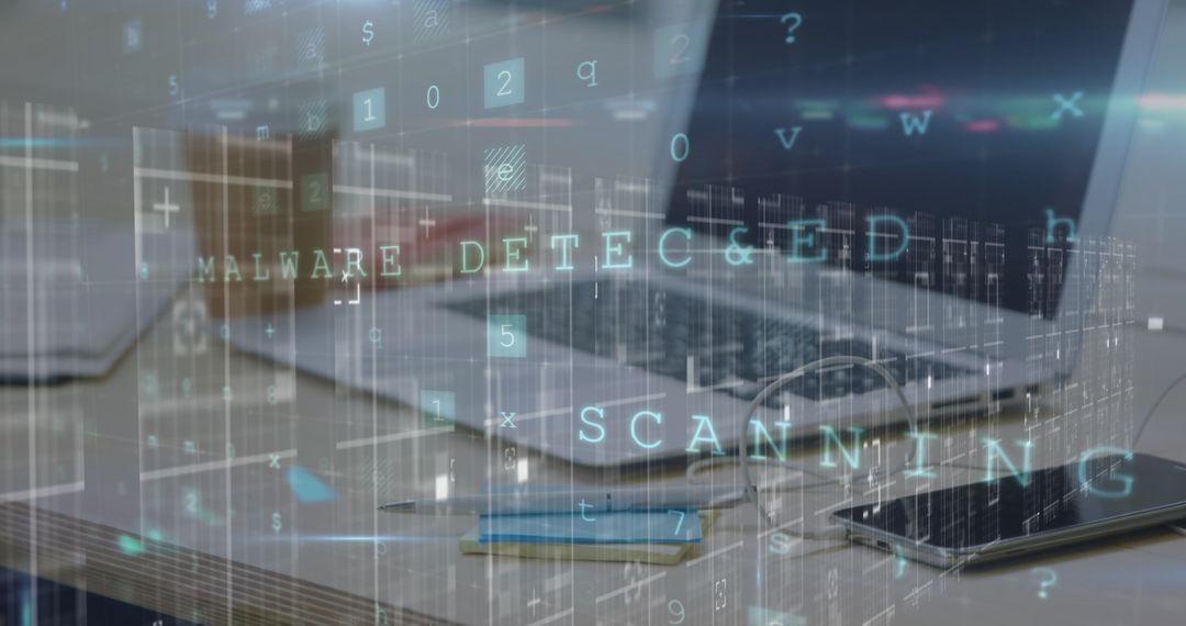 Cyber Crime Alert on Laptop Screen in Office Setup