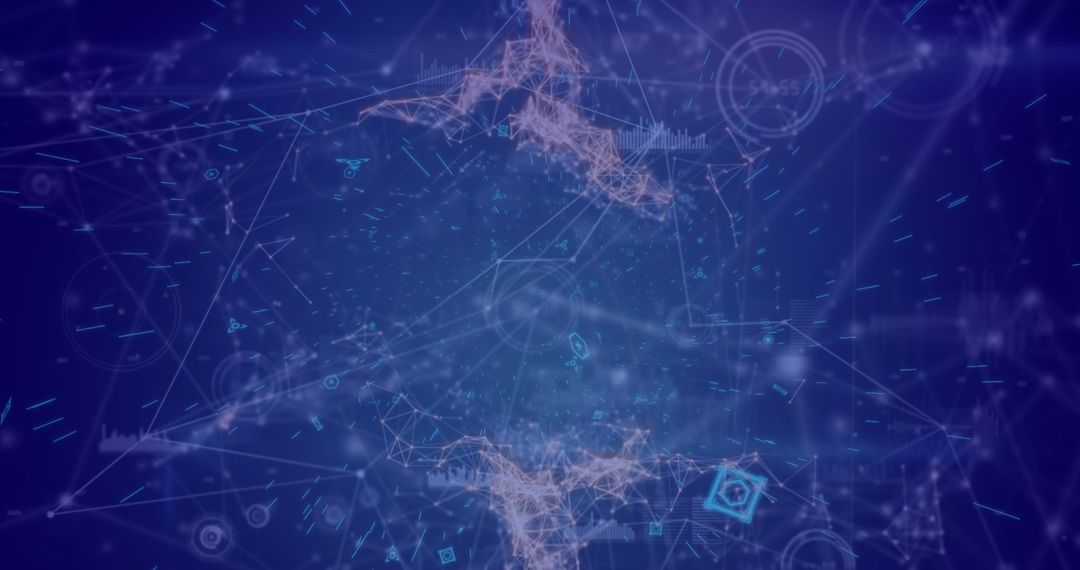 Abstract Digital Network with Data Connections on Blue Background