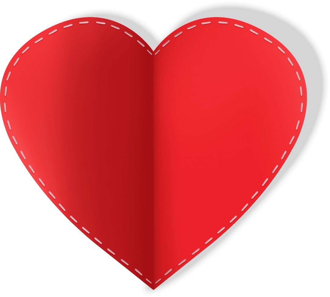 Transparent Red Heart with White Stitching
