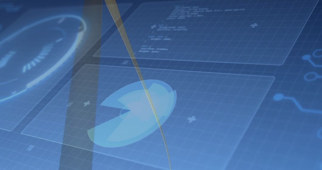 Futuristic Digital Interface with Technical Blue Graphics