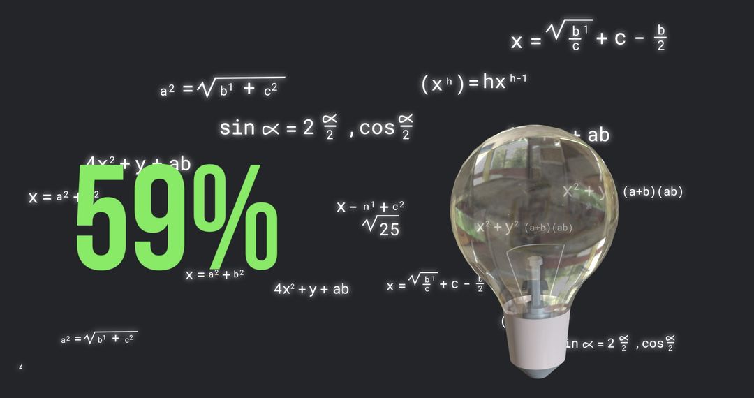Illuminated Percentage Concept with Mathematical Formulas
