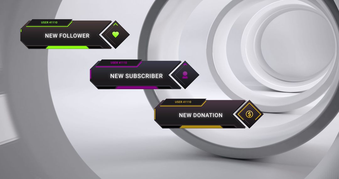 Social Media Alert Icons on Futuristic Circular Background