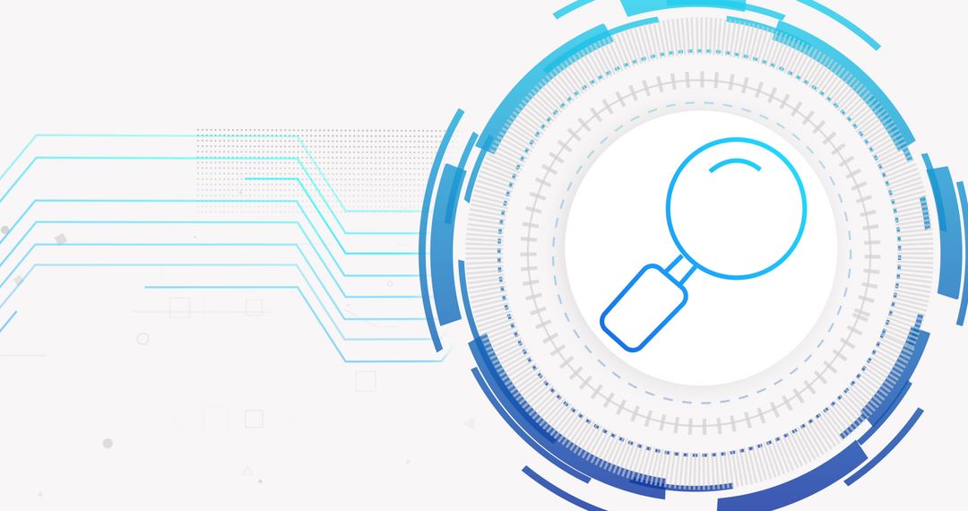Futuristic Digital Security Concept with Magnifying Glass Icon