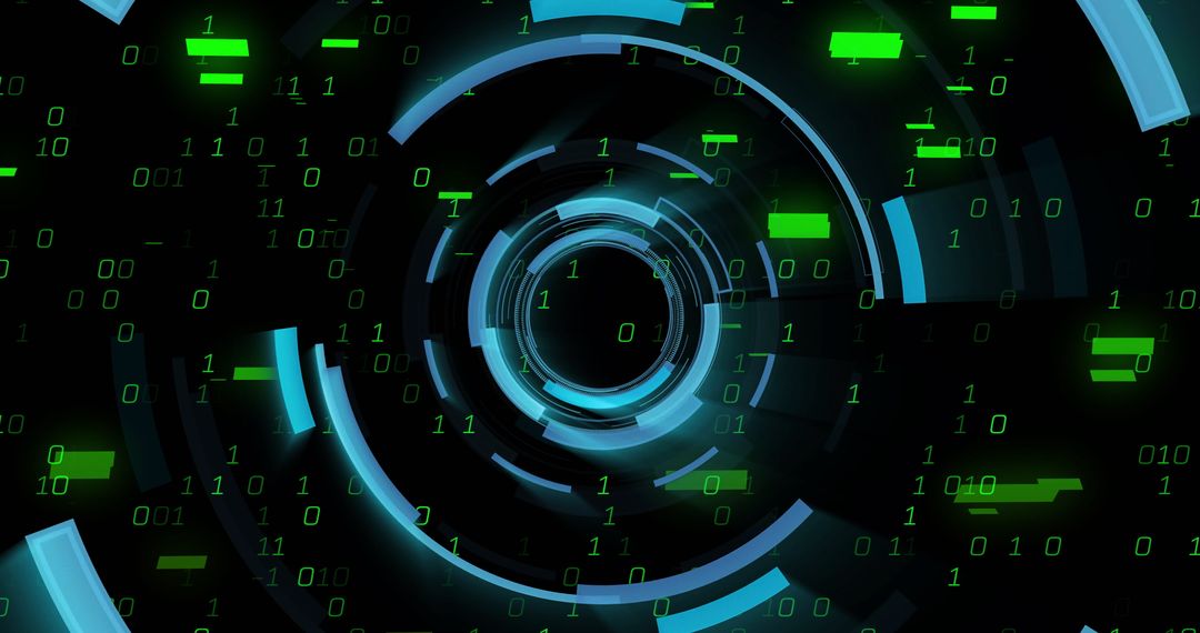 Abstract Binary Code with Glowing Circular Interface - Free Images, Stock Photos and Pictures on Pikwizard.com