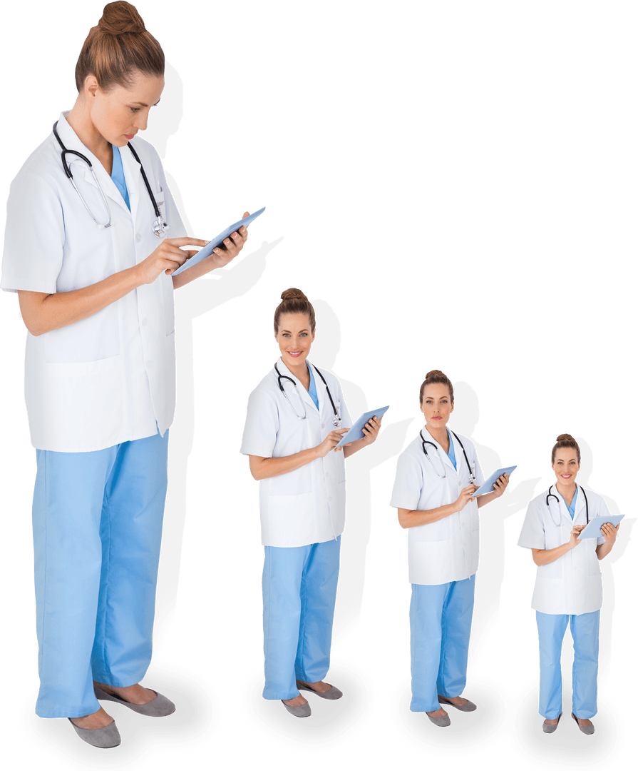 Caucasian Female Doctor Using Tablet Transparent Background