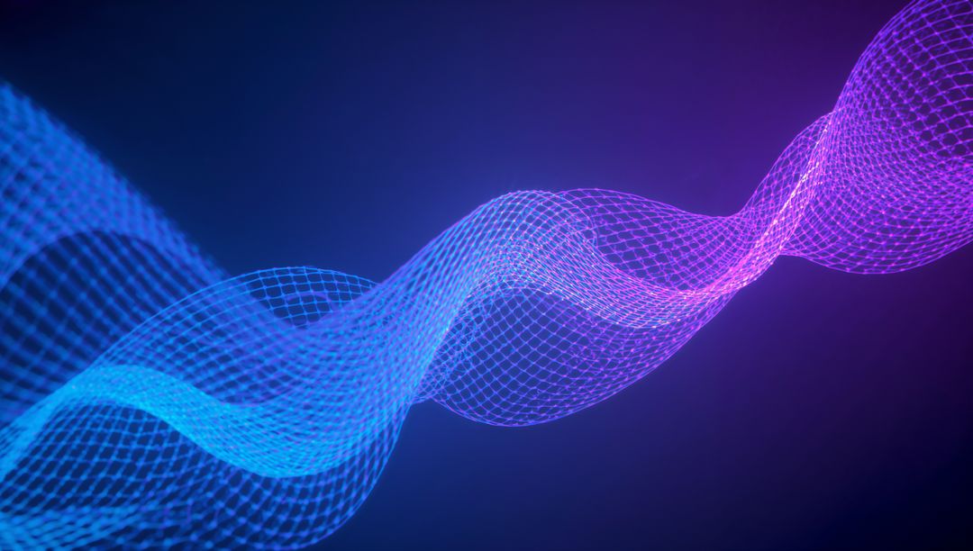 Futuristic Undulating Wireframe Wave with Glowing Grid