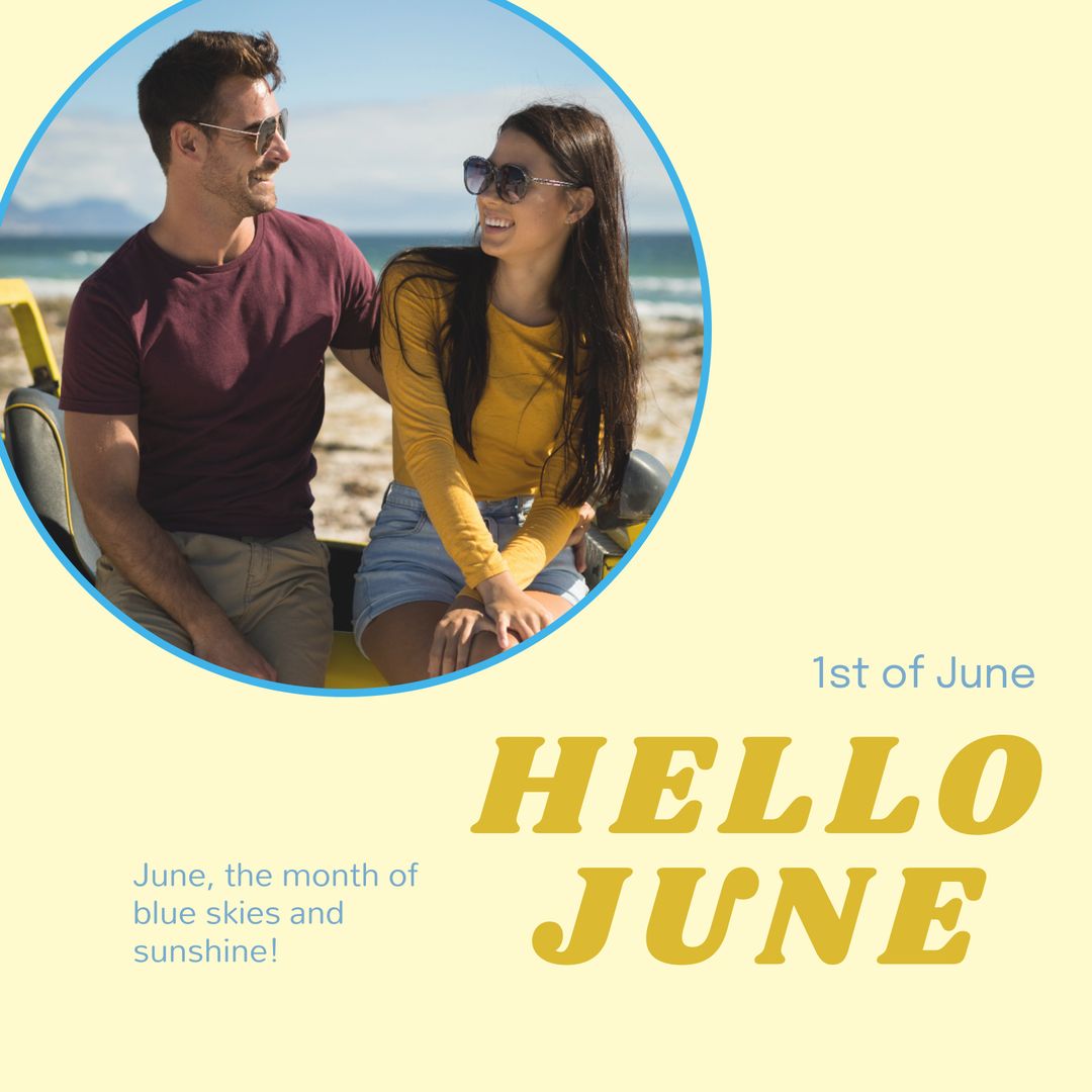 Happy Couple at Beach Celebrating Start of Summer in June