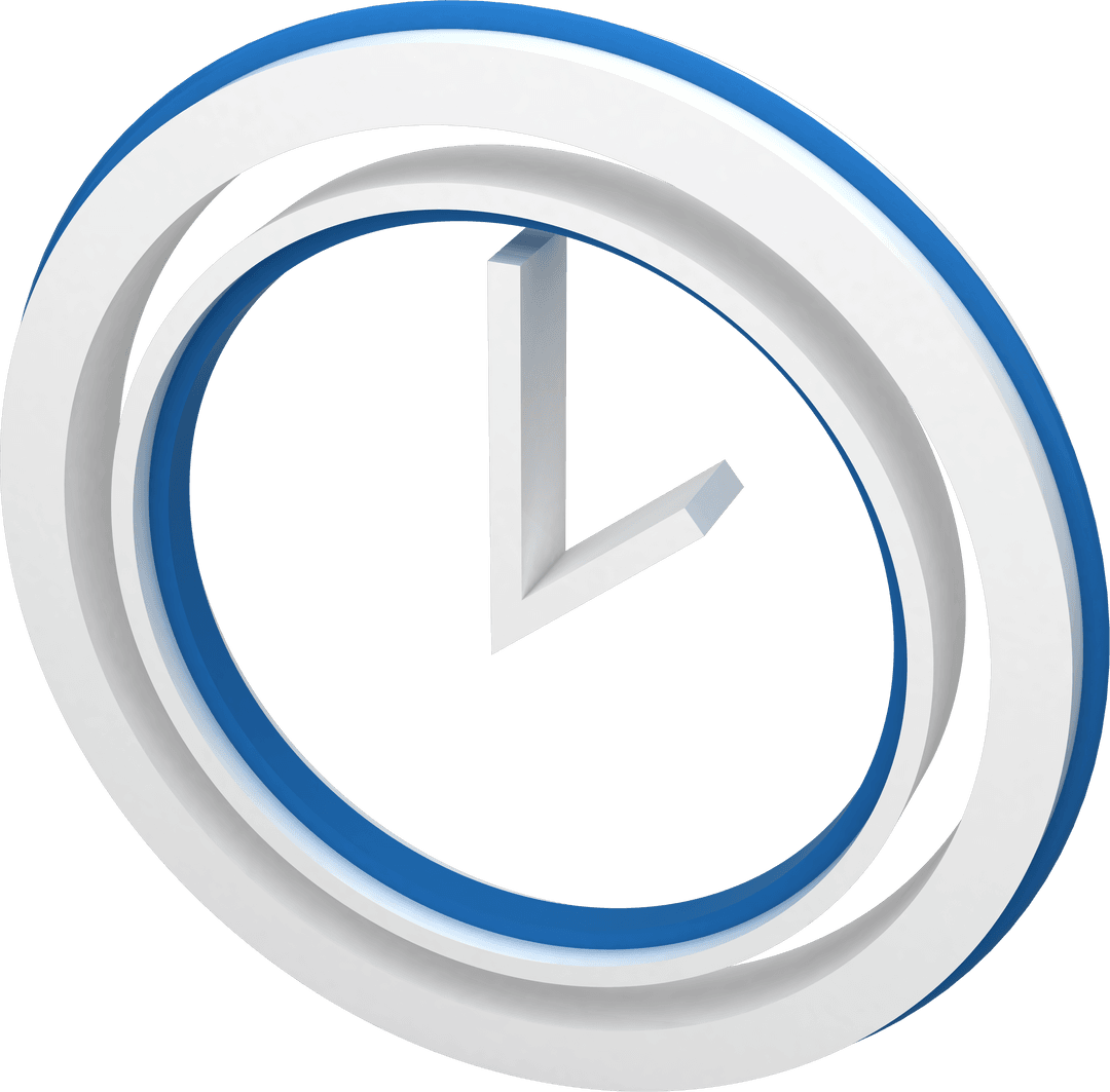 Transparent Minimalist Blue White Clock Icon Illustrating Time