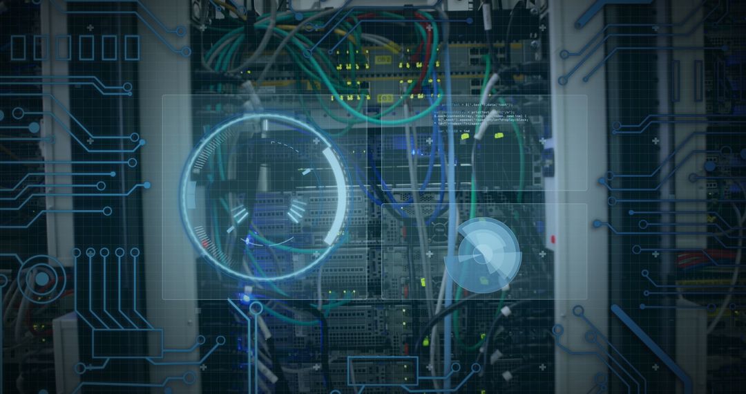 futuristic data processing and network technology interface - Free Images, Stock Photos and Pictures on Pikwizard.com