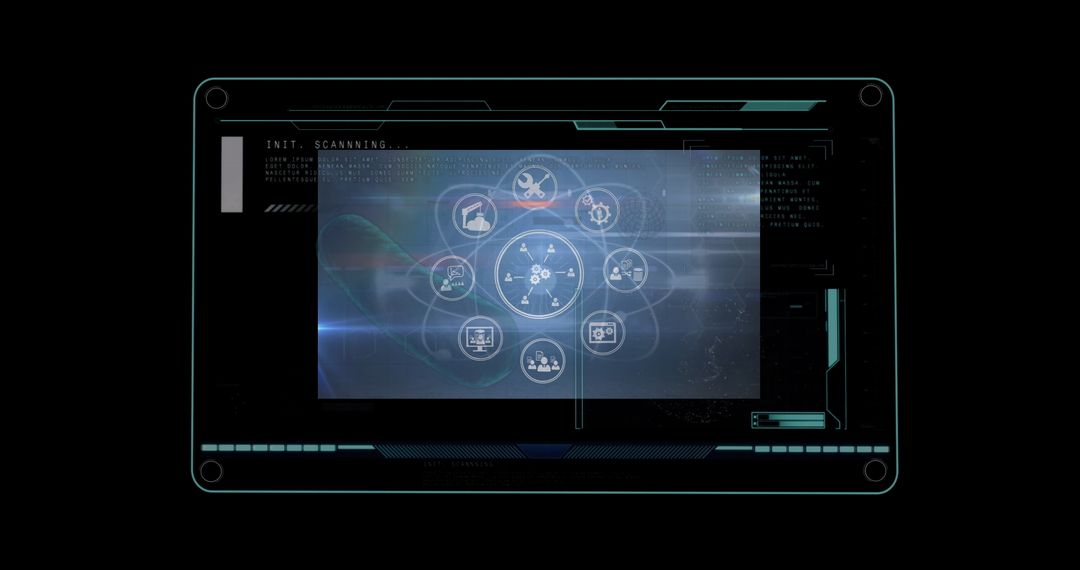 Futuristic Digital Interface with Data Processing Halo