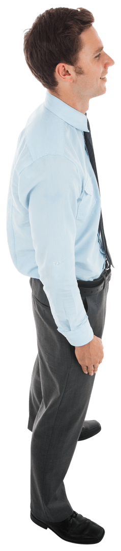 Transparent Confident Businessman Standing Side View Profile