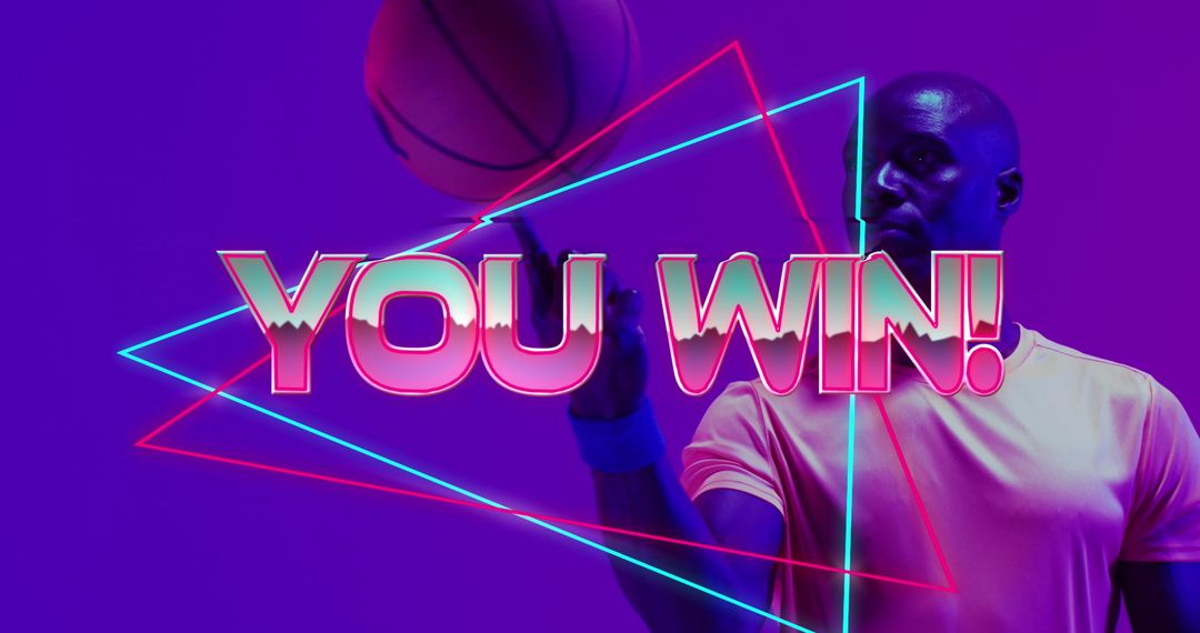Basketball Player with Neon YOU WIN Text