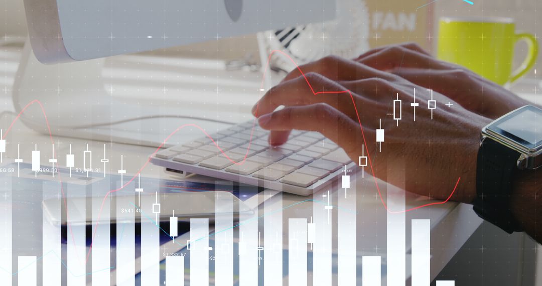 Person Analyzing Data on Computer with Financial Graphs Overlay - Free Images, Stock Photos and Pictures on Pikwizard.com