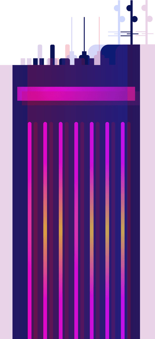 Transparent Gradient Equalizer with Neon Rods and Nodes