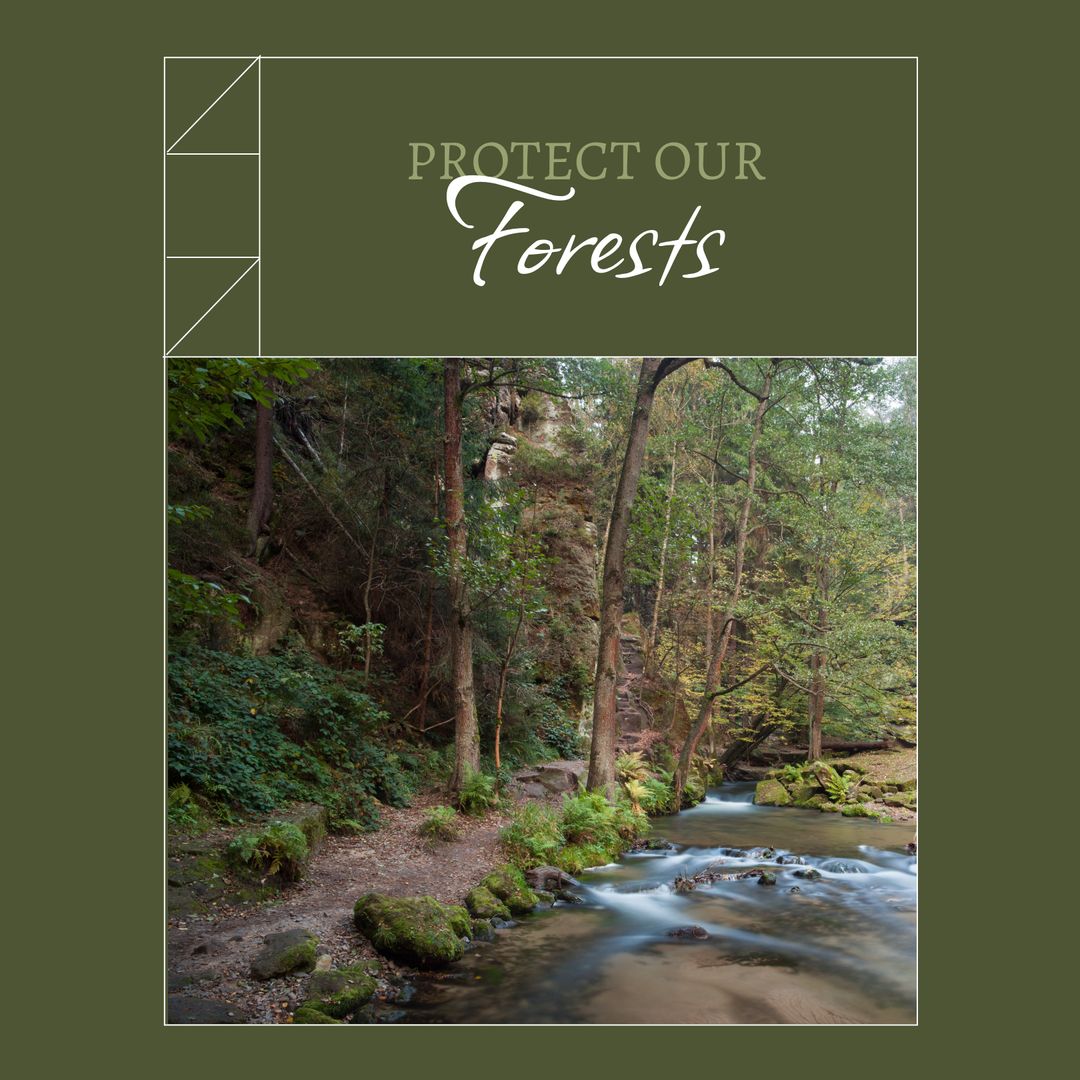 Peaceful River in Lush Forest Advocating for Environmental Protection