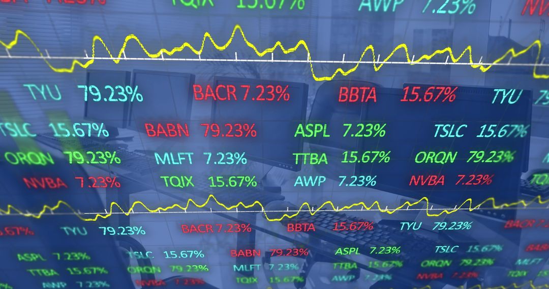 Financial Trading Board with Graphs and Office Atmosphere
