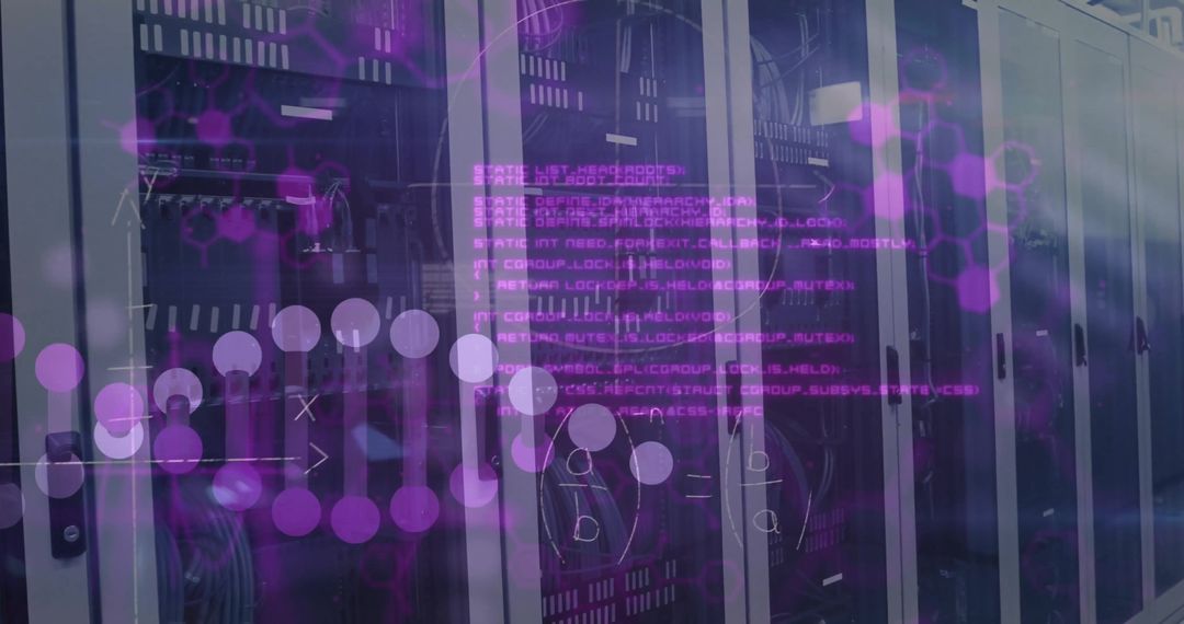 Digital DNA Strand Overlaid on High-Tech Server Room