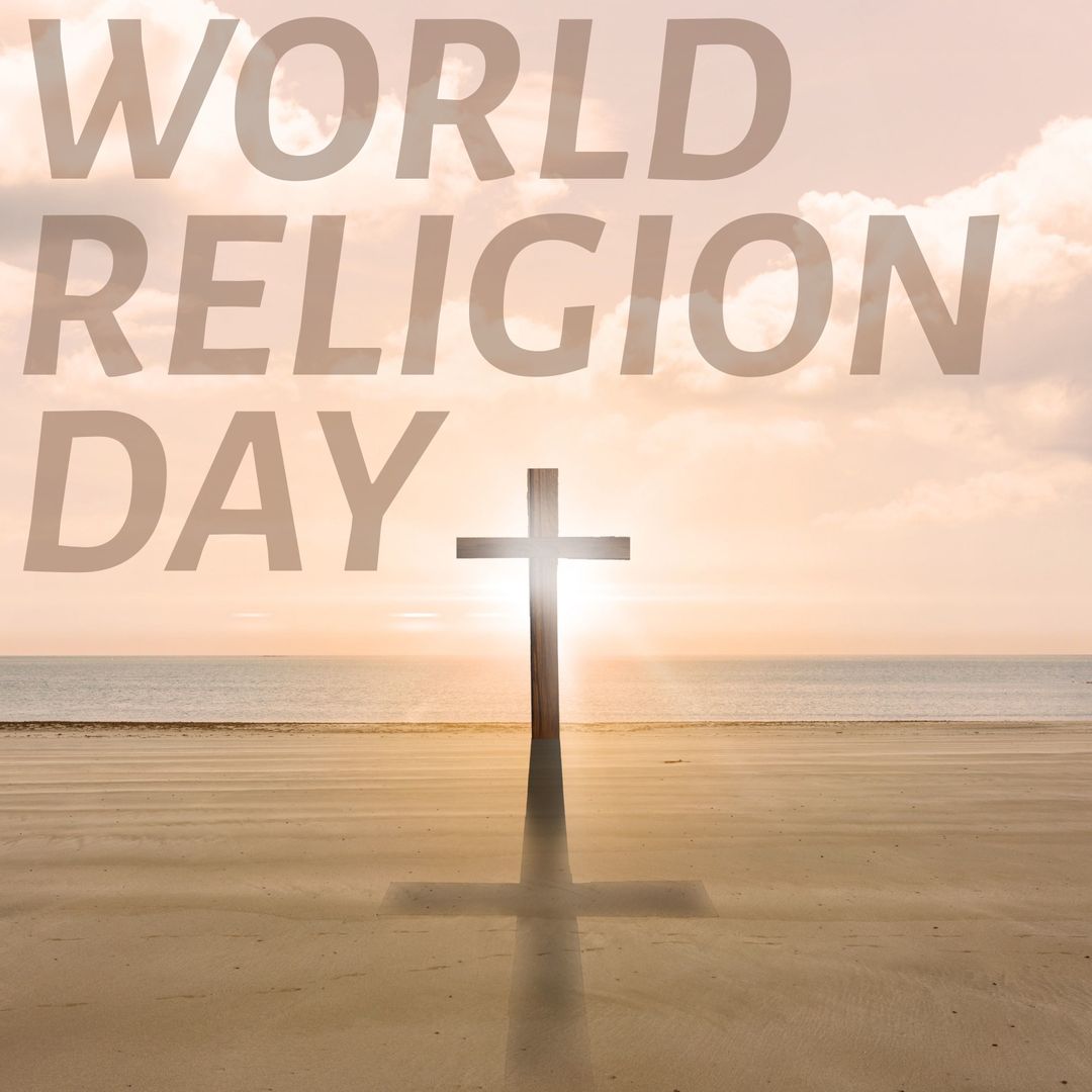 Solitary Cross at Sunset for World Religion Day