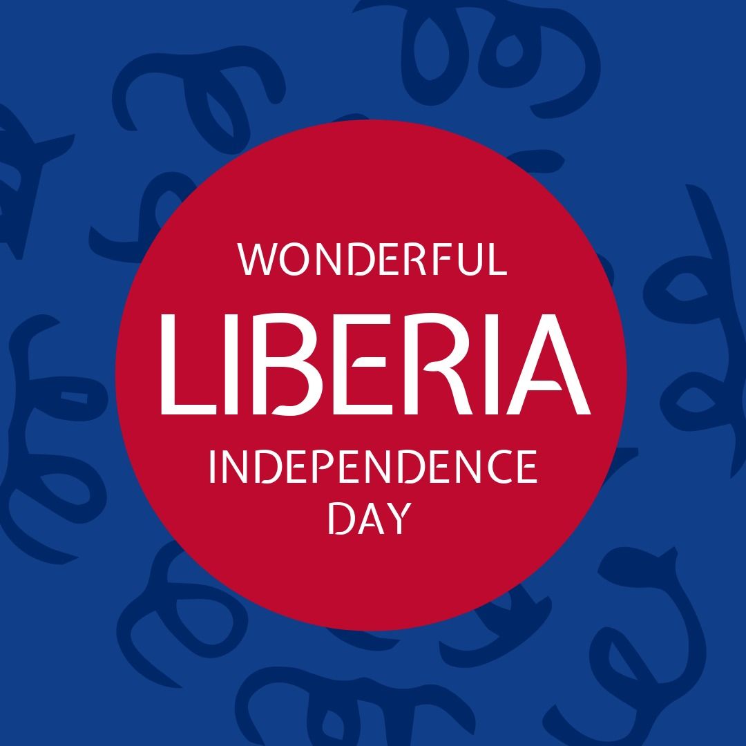 Illustration of wonderful liberia independence day text on pink circle with blue scribbles - Download Free Stock Templates Pikwizard.com