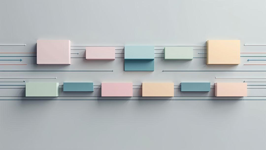 Abstract Pastel 3D Flowchart with Lines and Arrows