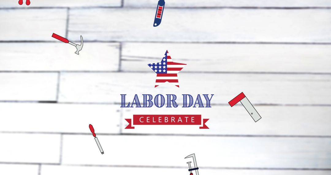 Labor Day Celebration with Tools and Star Emblem Design
