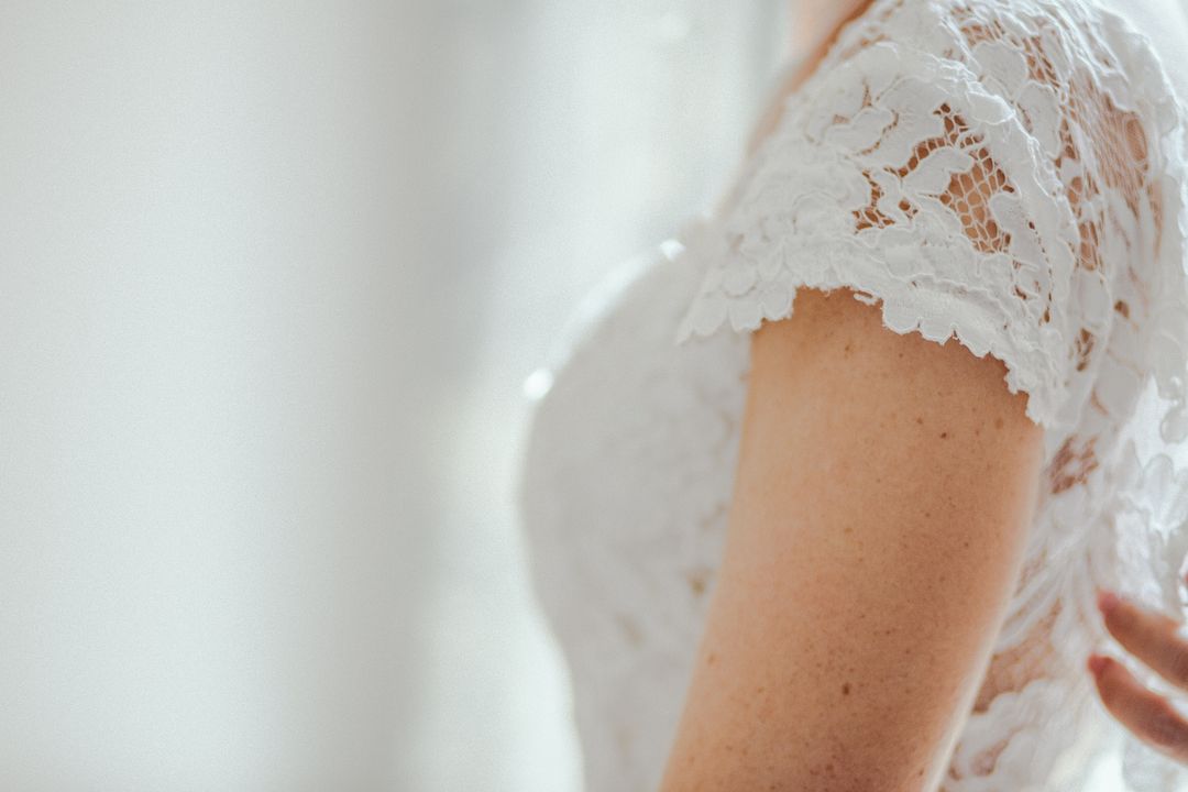 Bridal Lace Dress Close-Up on Wedding Day