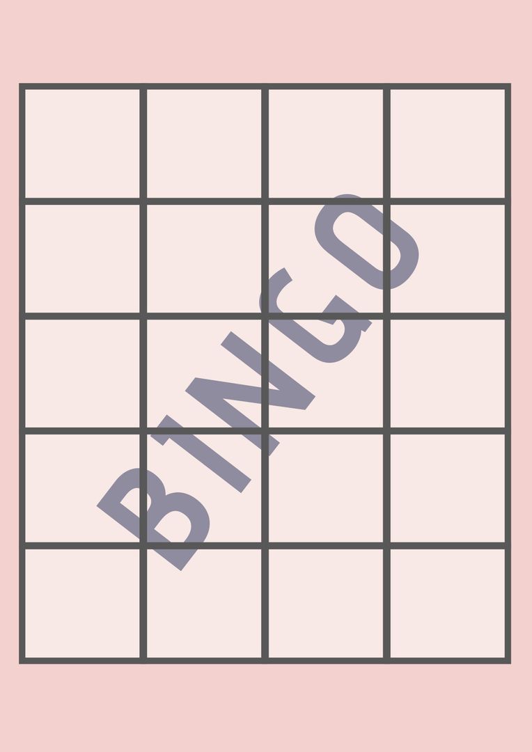Classic Bingo Card Template on Soft Pink Background