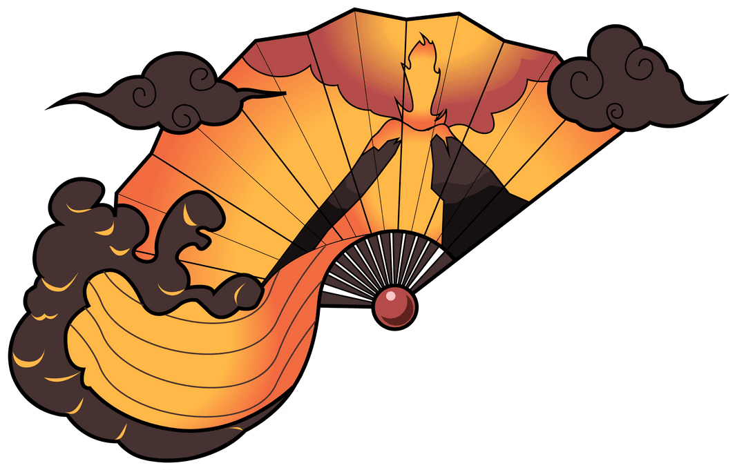 Artistic Transparent Folding Fan with Lava and Dark Clouds Design - Download Free Stock Images Pikwizard.com