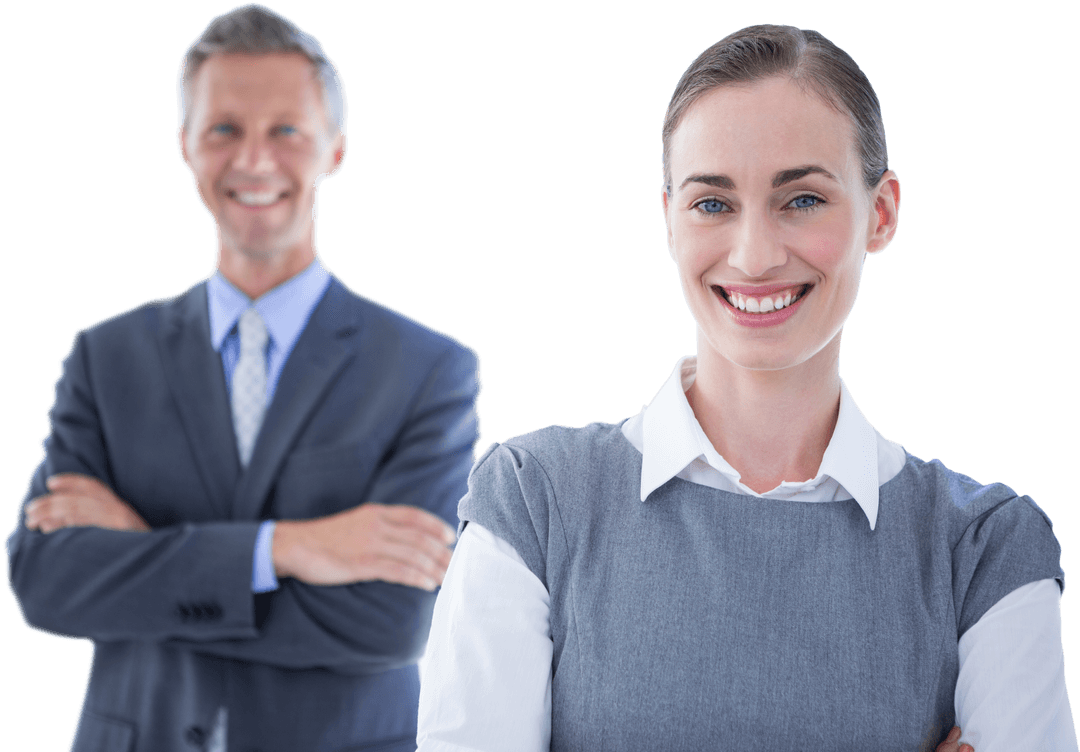 Confident Business Colleagues Smiling on Transparent Background