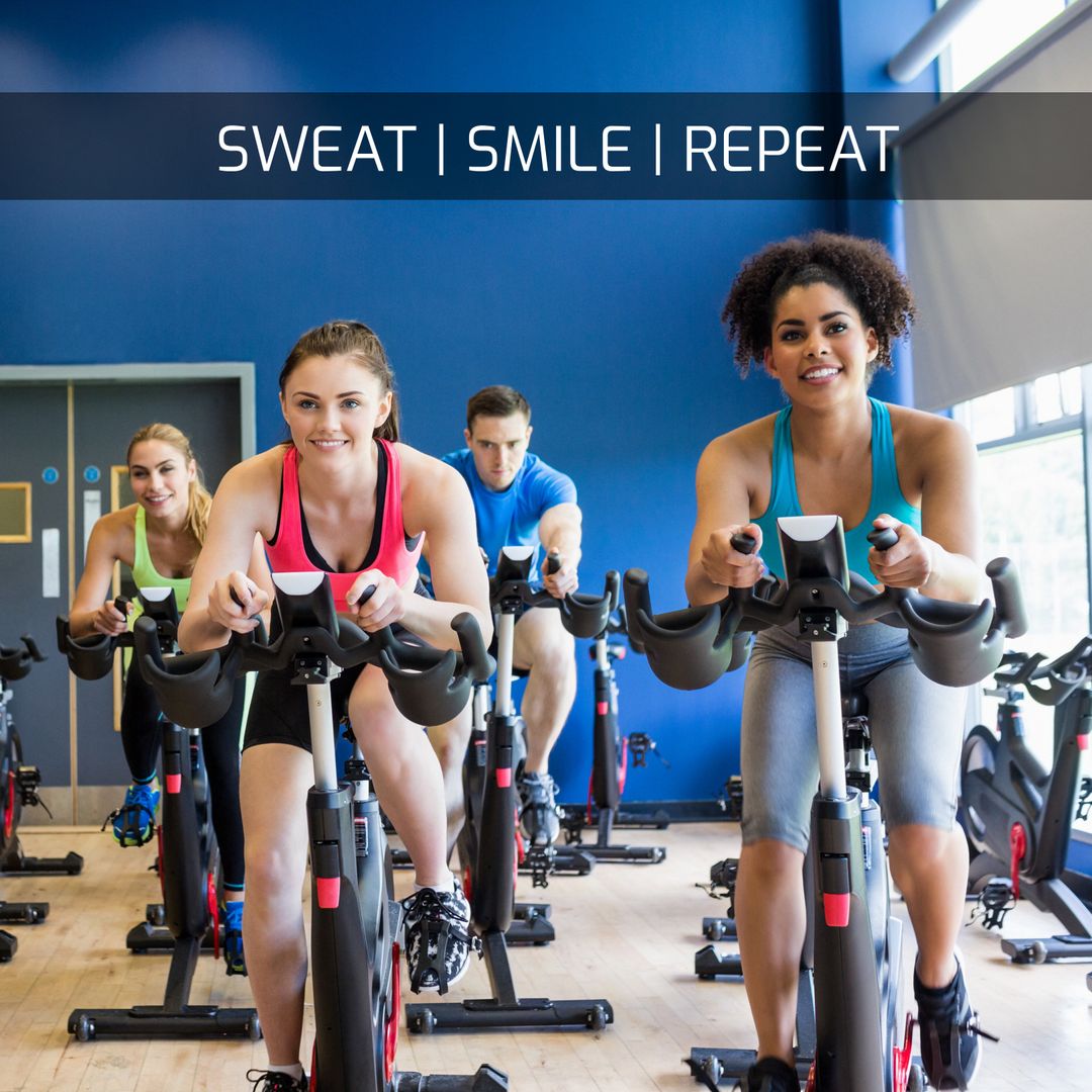 Energetic Spin Class Promoting Fitness and Positivity - Download Free Stock Templates Pikwizard.com