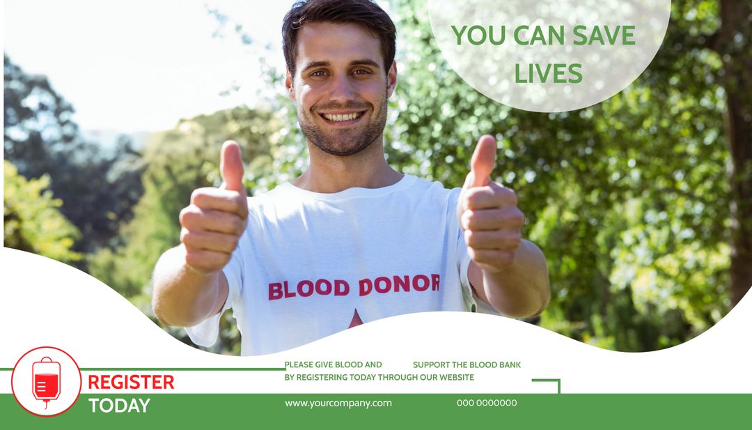 Smiling Blood Donor Promoting Donation Awareness