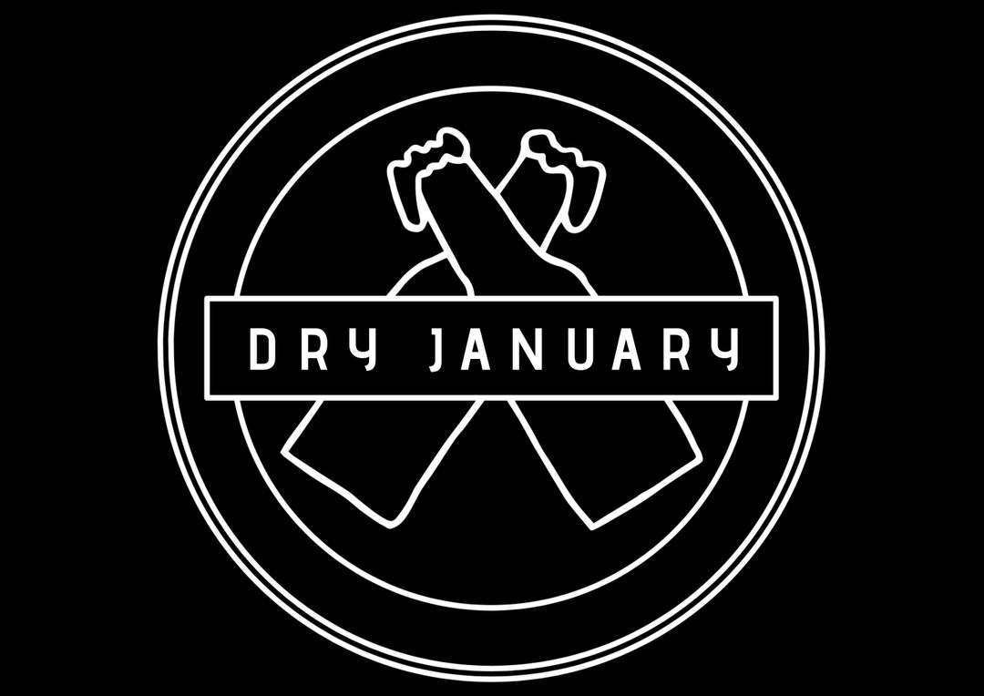Dry January Logo with Crossed Bottles on Black Background - Free Images, Stock Photos and Pictures on Pikwizard.com