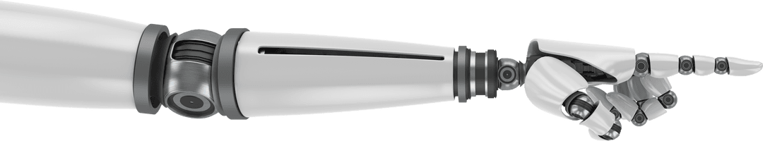 Futuristic Robot Arm Extending Finger on Transparent Background