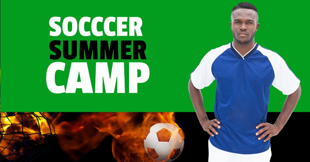 Soccer Summer Camp Promotion with Confident Athlete