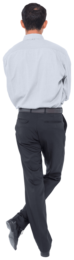 Rear View of Businessman Standing on Transparent Background