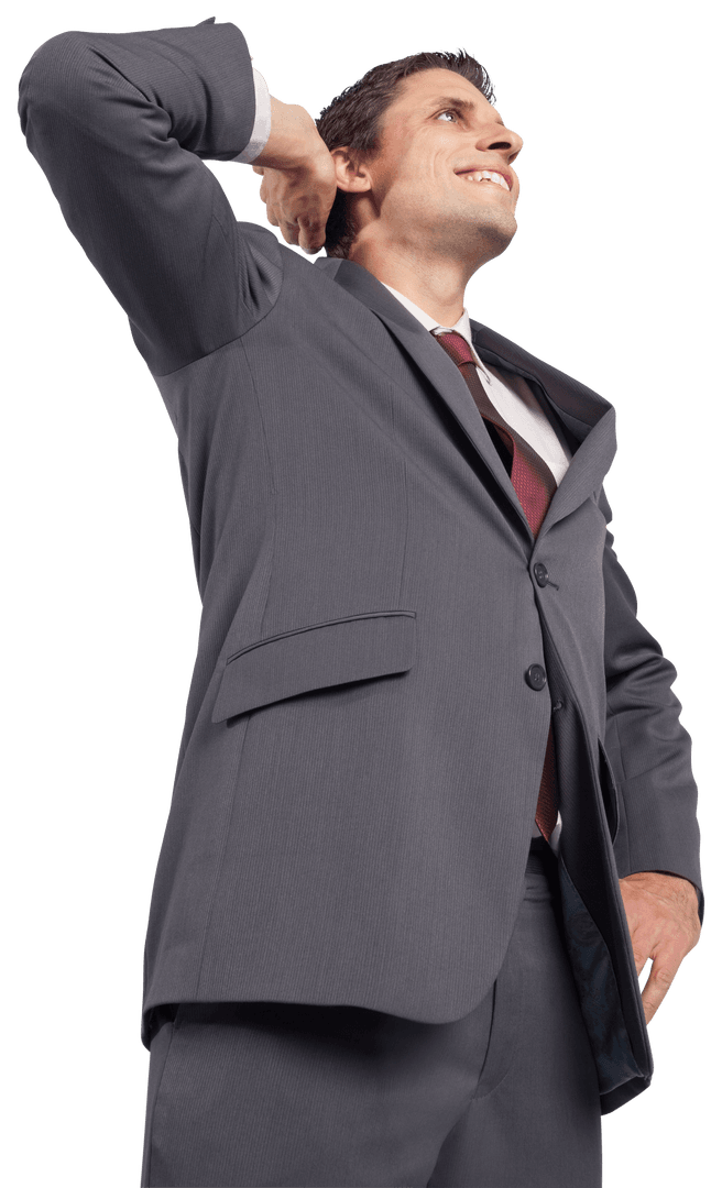 Businessman Smiling While Standing Confidently on Transparent Background