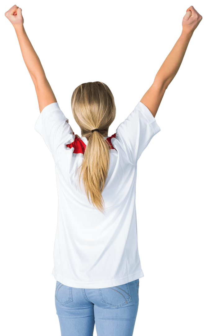 Transparent Back View Cheering Fan Celebrating Victory