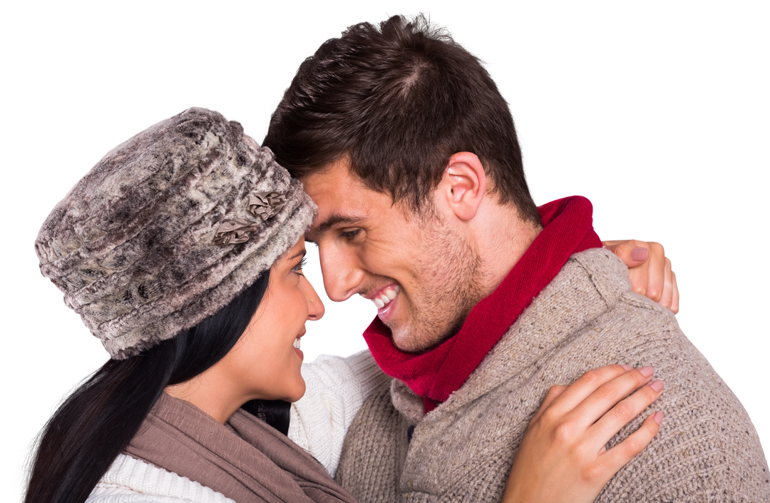 Transparent Joyful Couple Embracing in Winter Wear - Download Free Stock Images Pikwizard.com