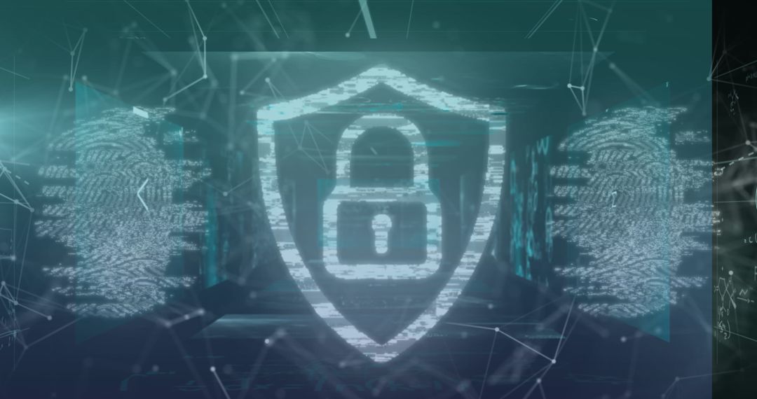 Futuristic Digital Security Shield with Network Elements