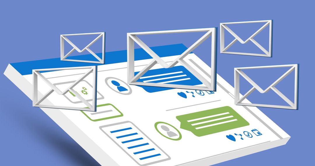 Digital Communication Concept with Floating Envelope Icons