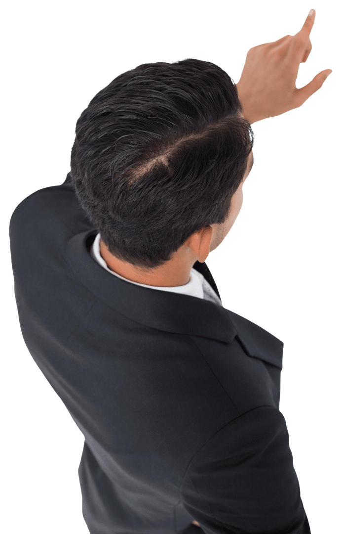 Asian Businessman Gesturing Forward on Transparent Background