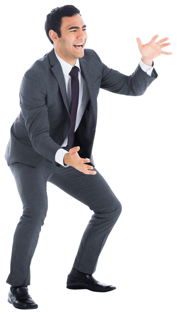 Energetic Businessman Excited on Transparent Background