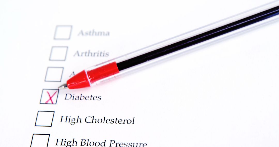 Checking Diabetes on Medical Form with Red Pen - Free Images, Stock Photos and Pictures on Pikwizard.com