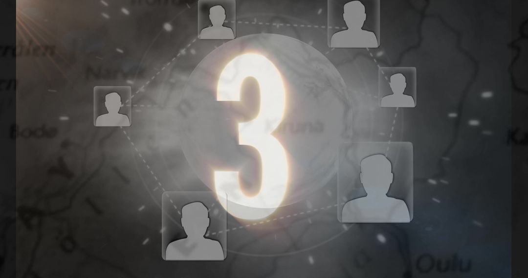 Glowing Number Three in Digital Network Landscape