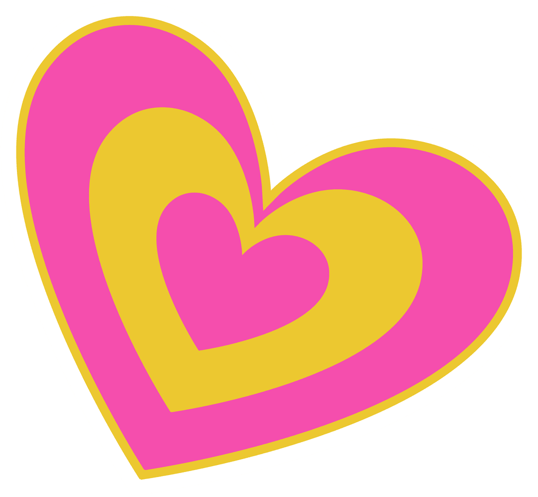 Layers of Pink and Gold Hearts on Transparent Background