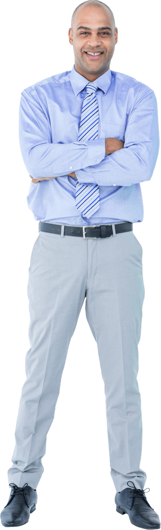 Confident Biracial Professional Smiling with Folded Arms on Transparent Background