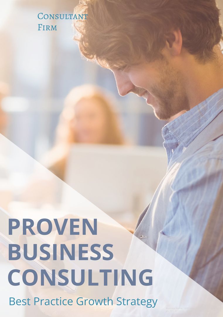 Professional Consultant with Strategic Documents in Office